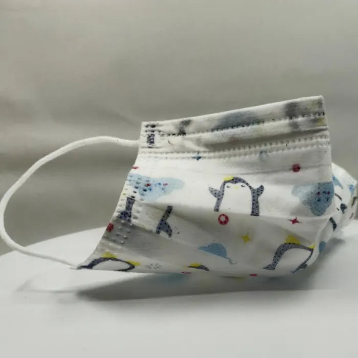 Maschera monouso per bambini con disegni di pinguini 50 unità