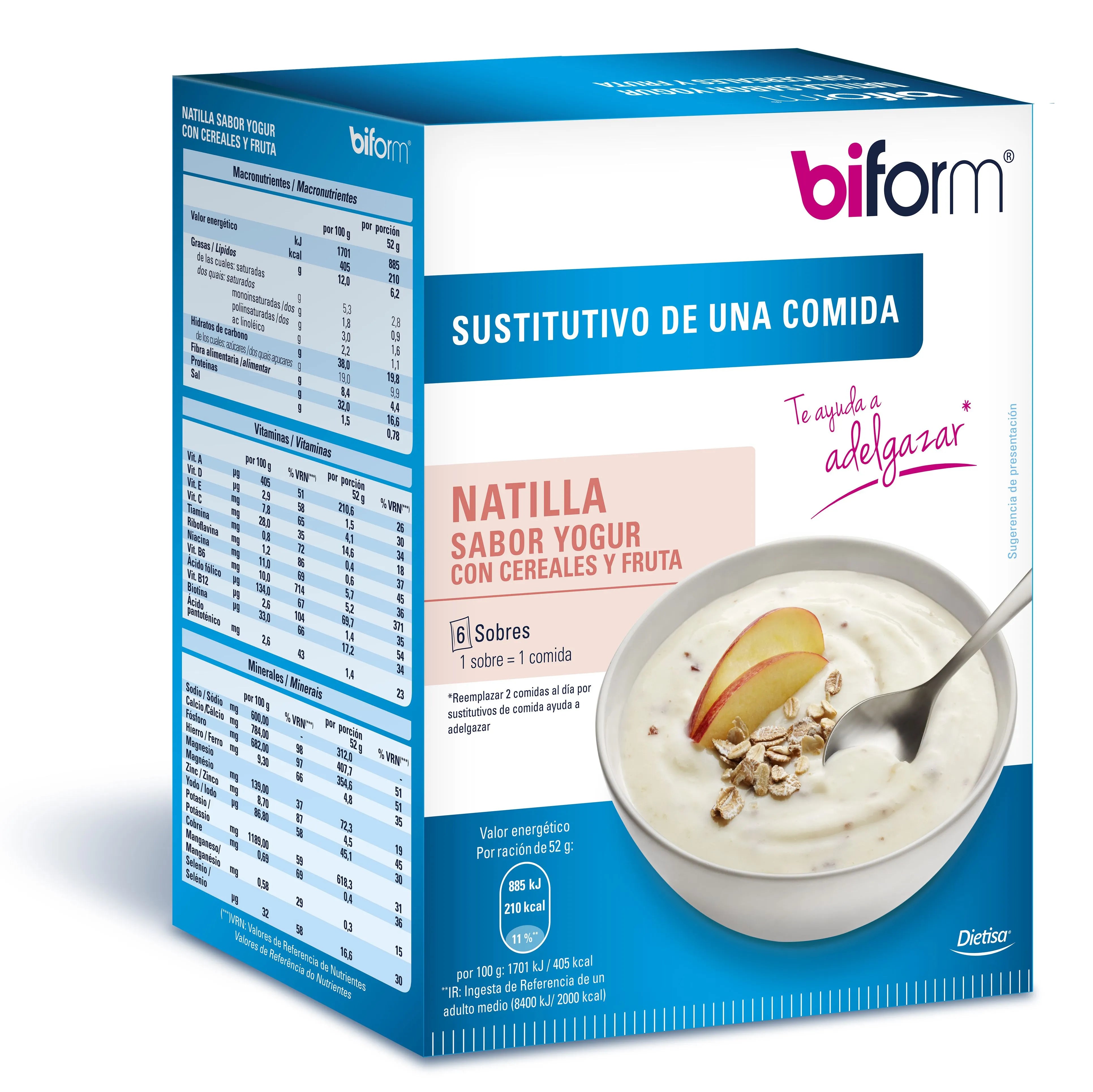 Biform Natillas Yogurt Cereali 6 Sobres - Integratore Dimagrante