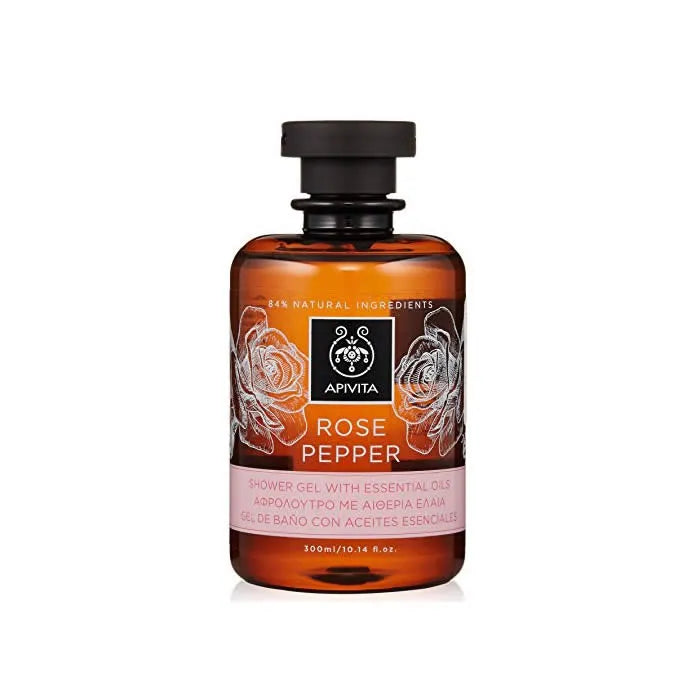 Apivita Gel Doccia Rosa e Pepe con Oli Essenziali 300 ml