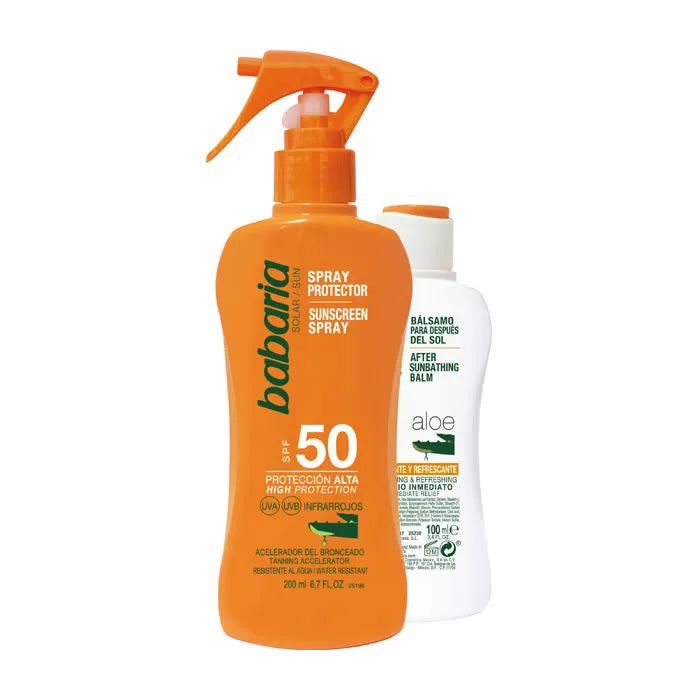 Babaria Sunscreen Spray spf 50 200 ml Set 2 Parti Protezione Solare