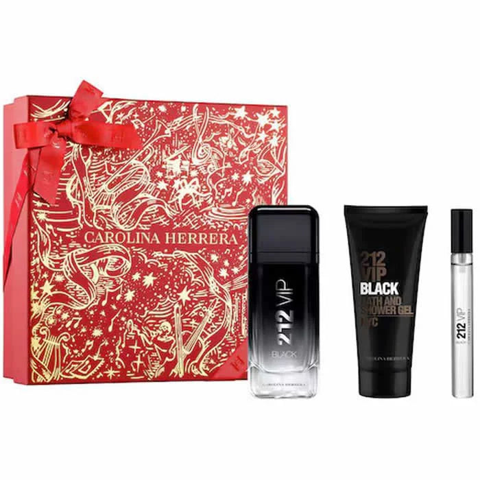 Carolina Herrera 212 Vip Black Men Eau De Perfume Spray 100ml Set 3 Parti