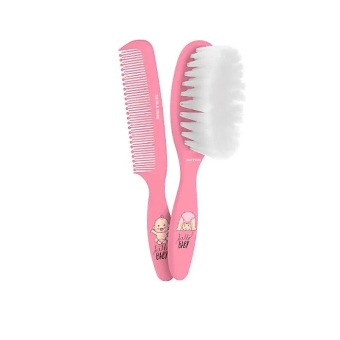 Beter Set Spazzola e Pettine Baby Rosa per Neonati