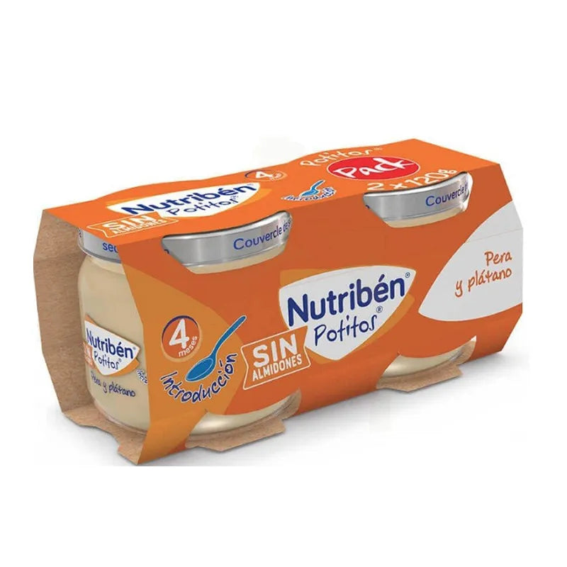 Nutribén Vasetto Banana, Mandarino, Pera e Biscotto 2 Confezioni 190 g