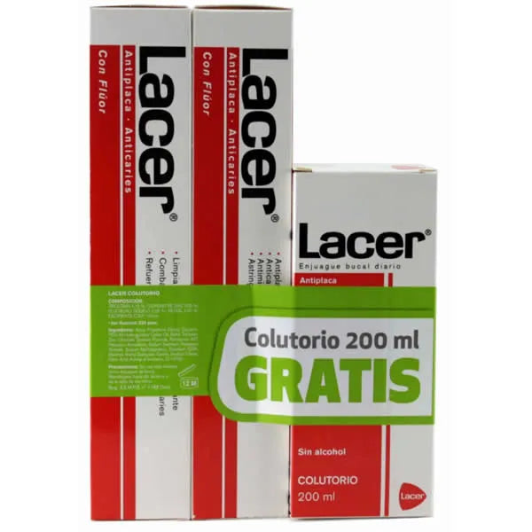 Lacer Duplo Antiplaque-Anticaries Toothpaste 125ml + Mouthwash 200ml