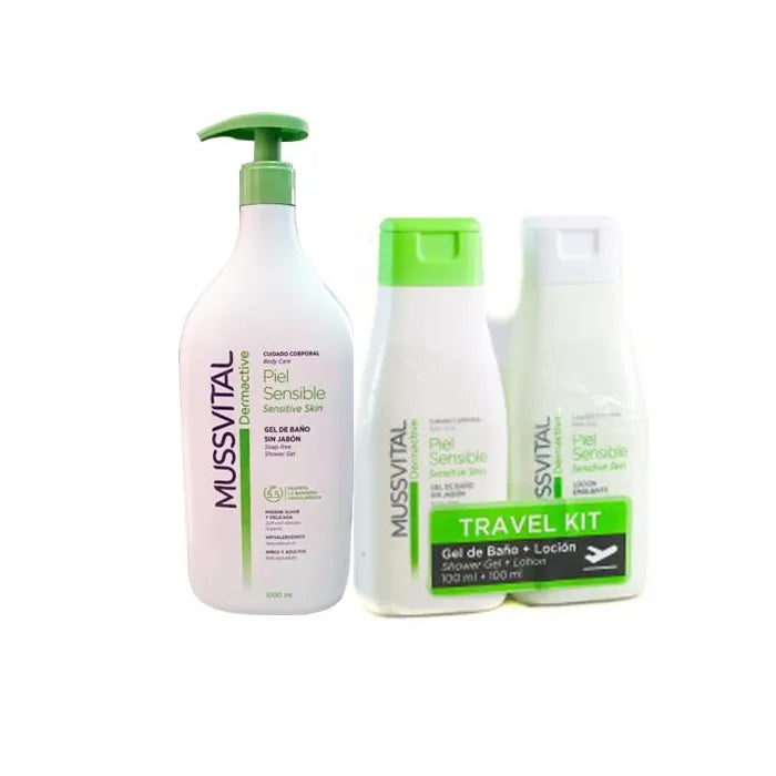 Mussvital Essentials Gel Doccia Pelle Sensibile 1000ml Set 3 Parti
