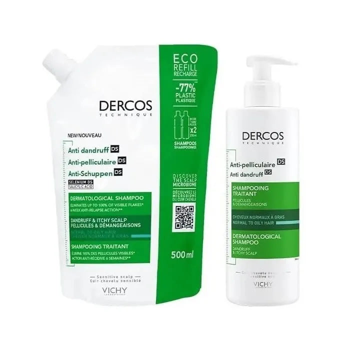Vichy Dercos Shampoo Antiforfora Per Capelli Normali E Grassi 390ml Set da 2 Pezzi