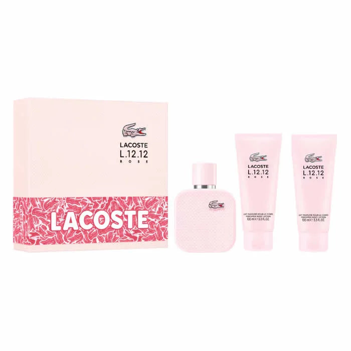 Lacoste L.12.12 Rose Eau De Parfum Spray 100ml Set 3 Parti